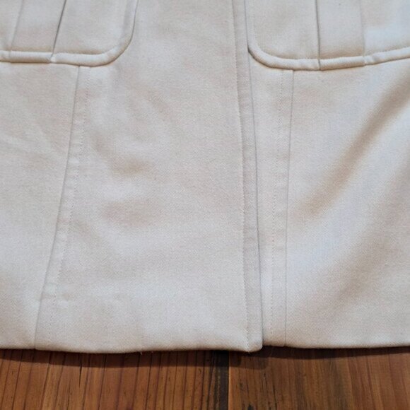 Tulle Anthropologie Women' Cream Wool Blend Pea Coat Mid Length Button Jacket S - Picture 10 of 14